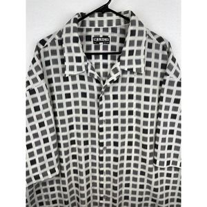 VTG Mench Platinum White Black Geometric Square Polyester Shirt 5XL